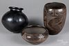 Native American Indian blackware pottery vessels