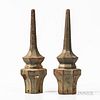 Pair of Green-painted Fence Post Finials