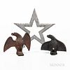 Two Cast Iron Eagle Finials and a Star Finial