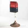 Painted Cast Iron US Mail Letters Box and Base