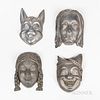 Four Aluminum Halloween Mask Molds