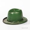 Green-painted Cast Iron Fedora Spittoon