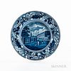 Staffordshire Historical Blue Transfer-decorated "Park Theatre New York" Plate
