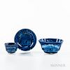 Three Staffordshire Historical Blue Transfer-decorated "Wadsworth Tower" Table Items
