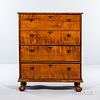Tiger Maple Blanket Chest over Drawers