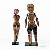 Two Carved Articulated Wood Figures