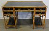 Vintage Bamboo and Lacquered Kneehole Desk