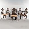 Set of Seven Carved Mahogany Shield-back Side Chairs