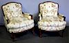 Pair of Upholstered Louis XV Style Arm Chairs.