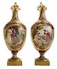 Pair Very Fine Gilt and Hand-Painted