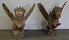 Pair of Antique Balianese Carved and Polychromed