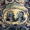 Staffordshire Historical Blue Transfer-decorated Washington and Lafayette Plate