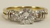 Lady's Vintage 1.70 Carat Diamond and 14 Karat Yellow Gold Three Stone Ring