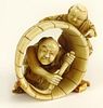 Well Done Antique Japanese Ivory Netsuke. "Barrel Makers"