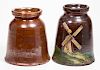 SHENANDOAH VALLEY OF VIRGINIA EARTHENWARE / REDWARE CANNING JARS, LOT OF TWO
