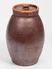 SHENANDOAH VALLEY OF VIRGINIA EARTHENWARE / REDWARE KITCHEN JAR AND COVER