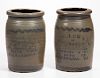 VIRGINIA MERCHANT'S STENCILED STONEWARE JARS, LOT OF TWO