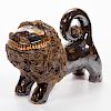 BILLY RAY HUSSEY, NORTH CAROLINA EARTHENWARE / REDWARE LION FIGURE