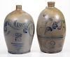 WESTERN PENNSYLVANIA DECORATED STONEWARE JUGS, LOT OF TWO