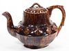 AMERICAN MOLDED EARTHENWARE / REDWARE TEAPOT