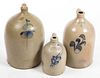 ASSORTED AMERICAN DECORATED STONEWARE JUGS, LOT OF THREE