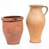 ASSORTED EARTHENWARE / REDWARE VESSELS, LOT OF TWO