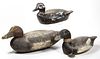 AMERICAN CARVED AND PAINTED DUCK DECOYS, LOT OF THREE