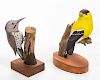 RANDY THRASHER (LYNCHBURG, VIRGINIA) CARVED AND PAINTED BIRD FIGURES, LOT OF TWO