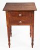AMERICAN, PROBABLY MID-ATLANTIC, LATE FEDERAL FIGURED "TIGER" MAPLE TWO-DRAWER WORK / SEWING STAND