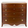 MID-ATLANTIC FEDERAL MAHOGANY BOW-FRONT BUREAU / CHEST OF DRAWERS