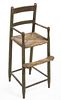 AMERICAN GREEN-PAINTED RUSH-SEAT HIGH CHAIR