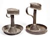 PORTSMOUTH SHEET-IRON BETTY LAMPS, LOT OF TWO