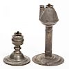 ASSORTED METAL WHALE OIL LAMPS, LOT OF TWO