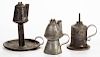 ASSORTED SHEET-IRON OIL LAMPS, LOT OF THREE