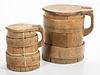 PINE STAVED BEVERAGE MEASURERS / MUGS, LOT OF TWO