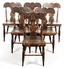 SET OF SIX PENNSYLVANIA PAINT-DECORATED PLANK SEAT SIDE CHAIRS
