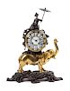 A French Gilt and Patinated Bronze Figural Mantel Clock Height 17 3/4 inches.
