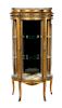 A Louis XVI Style Gilt Metal Mounted Vernis Martin Vitrine Height 67 x width 27 x depth 15 inches.