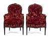 A Pair of Louis XVI Style Bergeres Height 37 1/4 inches.