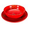 Chinese red lacquer bowl and dish.
