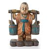 LARGE ASIAN CARVED WOODEN BOY.