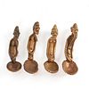 4 PC AFRICAN GILDED BRONZE FIGURAL SPOONS
