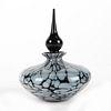 BLACK AND WHITE GLASS PERFUME BOTTLE WITH STOPPER