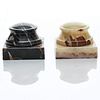 PAIR, ITALIAN ONYX AND MARBLE PAPERWEIGHTS