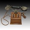 ANTIQUE FRENCH WOODEN INTERCOM BOX AND HANDSET