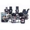 GROUP OF 12 VINTAGE FILM CAMERAS, ARGUS REFERENCE BOOK