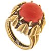 CORAL RING. 18K YELLOW GOLD