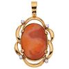 PENDANT WITH OPAL AND DIAMONDS IN 14K GOLD with opal and four diamonds. Weight: 11.1 g
