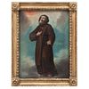 ST. FRANCIS OF PAOLA. MEXICO, 19th Century. Oil on canvas. 22 x 16.5" (56 x 42 cm)