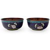 (2 Pc) Antique Chinese Enameled Cloisonne Rice Bowls